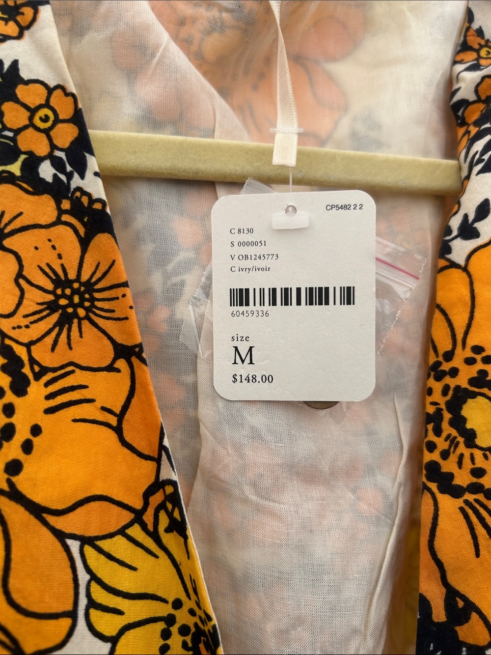 Free People Orange Floral Puff-Sleeve Midi Dress - Picture 3 of 6